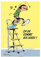 CP GASTON LAGAFFR SUR ESCABEAU, " CA VA COMME UN LUNDI ", FRANQUIN - Stripverhalen