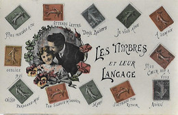 Les TIMBRES Et Leur LANGAGE - Mes Pensées à Toi - ATTENDS LETTRE - Doux Baisers - A Demain -Adieu - Oubliez Moi - Timbres (représentations)