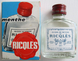 ETUI BOÎTE & BOUTEILLE ALCOOL DE MENTHE RICQLES 80° MENTHES MITCHAM SAINT-OUEN OISE SEINE SAINT DENIS VICTOR HUGO SUCRE - Autres & Non Classés