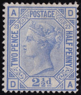 Grab Bretagna - 572 ** 1880 – 2½ D. Azzurro N. 62. Cert. E. Diena ( Fotocopia ). Cat. € 650,00. SPL - Neufs