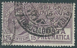 1913-23 REGNO POSTA PNEUMATICA USATO 15 CENT - RE30-4 - Poste Pneumatique