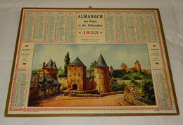 1933 CALENDRIER ALMANACH DES PTT, ILLUSTRATION FOUGERES, L'ENTREE DU CHATEAU, OBERTHUR, MARNE 51 - Big : 1921-40