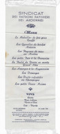 ANCIEN MENU EN TISSU 1954 HOTEL MODERNE A RETHEL, SYNDICAT DES PATRONS PATISSIERS DES ARDENNES 08 - Menus