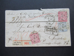 AD NDP 6.6..1870 GA Umschlag Mit 2 Zusatzfrankaturen Als Paketbegleitadresse Aufkleber Aus Berlin Post Exped. 15 - Postwaardestukken