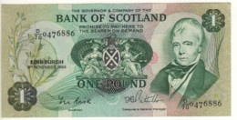 SCOTLAND  1 Pound    Bank Of Scotland  P111f   Dated 9th November, 1984  (Sir. Walter Scott+sailing Ship On Back) - 1 Pond