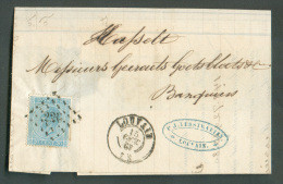 N°18 - 20 Centimes Bleu Obl. LP. 226 Sur Lettre De LOUVAIN Le 15 Octobre 1867 Vers Hasselt.  - 8959 - 1865-1866 Perfil Izquierdo