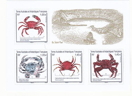 TAAF  965/968 2021 Crabes Feuillet Neuf ** TB MNH Sin Charnela Faciale 5 - Ongebruikt