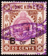 1913-1934. HONG KONG. Georg V. STAMP DUTY. 20 CENTS. Overprinted B OF E.  () - JF420524 - Stempelmarke Als Postmarke Verwendet
