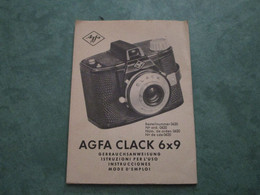 AGFA CLACK 6x9 (dépliant Double 5 Volets Multilangues) - Cámaras Fotográficas