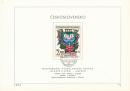Czechoslovakia / First Day Sheet (1974/07c) Praha: Hydrological Decade (purity Of Water Resources, Plants) - Water