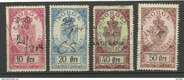 NORWAY Norwegen 4 Old Stempelmarken Documentary Stamps O READ! - Revenue Stamps