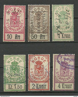 NORWAY Norwegen 6 Old Stempelmarken Documentary Stamps O - Fiscales