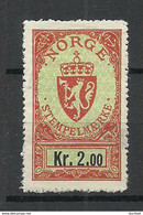 NORWAY Norwegen Stempelmarke Documentary Stamp 2 Kr - Fiscales