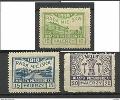 Poland Polska 1918 Local Post Przedborz Michel 16 - 18 * - Neufs