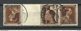 BELGIA Belgium 1936 Michel 423 Gutter Pair Zwischensteg Kehrdruckpaar + Advertising Label O - 1934-1935 Leopold III