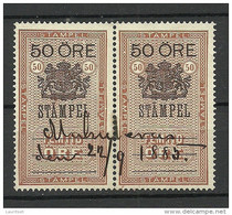 SCHWEDEN Sweden O 1885 Stempelmarke 50 öre In Pair - Revenue Stamps