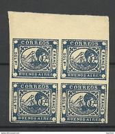 ARGENTINA 1858 Local Issue Buenos Aires Michel 1 As 4-block (*) - Buenos Aires (1858-1864)