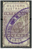 WESTERN AUSTRALIA 1893 Internal Revenue Stempelmarke 3 Pence Michel 15 O - Gebruikt