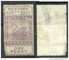 WESTERN AUSTRALIA 1893 Internal Revenue Stempelmarke 1 Penny Michel 6 O NB! - Gebruikt