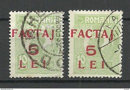 ROMANIA Rumänien 1928 Michel 5 Paketmarke, 2 Exemplares O - Colis Postaux