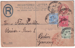 GB - 1905 - BEL AFFRANCHISSEMENT TRICOLORE Sur ENVELOPPE ENTIER RECOMMANDEE De BRADFORD => BERLIN - Briefe U. Dokumente