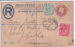 GB - 1905 - EDWARD VII - ENVELOPPE ENTIER RECOMMANDEE De GREEK ST SOHO (LONDON) => GOTHA (GERMANY) - Storia Postale