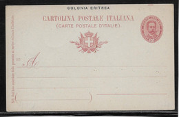 Italie - Erythrée - Entiers Postaux - Erythrée