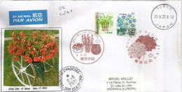 Flowers In Daily Life 2021. Letter Japan World Stamp Championship Exhibition 2021, Sent To Andorra,w/arrival Postmark - Brieven En Documenten