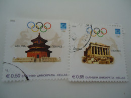 GREECE USED STAMPS SET 2 OLYMPIC GAMES 2004 ATHENS BEIGING - Estate 2004: Atene - Paralympic