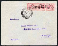 Egypt 1924 Ship Cover To Belgium Bearing Fuad 3 X 5m Adhesives Cancelled By Straight Line PAQUEBOTS Cachet And Tied Post - Neufs