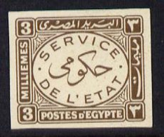 Egypt 1938 Official 3m Brown Imperf On Thin Cancelled Card (cancelled In English) Specially Produced For The Royal Colle - Unused Stamps