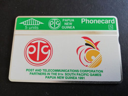 PAPOEA NEW GUINEA 5 UNITS   9TH SOUTH PACIFIC GAMES 1991 L&G CARD SERIE 104G    MINT  ** 5679** - Papua New Guinea