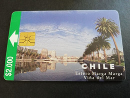 CHILI   CHIP $ 2.000  TREES   ESTERO MARGA MARGA VINA DEL MAR   FINE USED CARD   ** 5687** - Chile