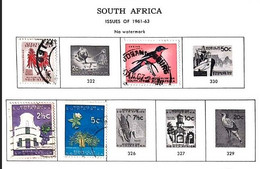 A) 1961-63, SOUTH AFRICA, WITH CANCELLATIONS CORAL TREE, RED BREASTED BUBU, GREAT CONSTANCIA, AFRICAN BAOBAB; BLACK AND - Nuovi