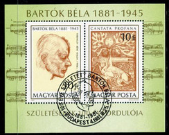 HUNGARY 1981 Bartok Centenary Block Used  Michel Block 148 - Oblitérés