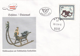 A8424- ERSTTAG, CHILDREN'S SLEDGE,REPUBLIK OESTERREICH 1994 GRAZ USED STAMP ON COVER - Brieven En Documenten