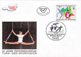 A8432- ERSTTAG,50TH ANNIVERSARY OF AUSTRIAN SPORTS ASSOCIATION REPUBLIK OESTERREICH 1995 WIEN USED STAMP ON COVER - Gymnastiek