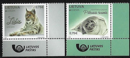 LITUANIA /LITHUANIA /LITAUEN /LITUANE /LIETUVA  - EUROPA 2021-"ENDANGERED NATIONAL WILDLIFE"- SERIE De 2 V. -CH LABEL LT - 2021