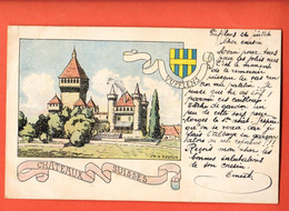 ZOS-08 Chateaux De Suisse, Vufflens  Dessin De Reuter Dos Simple. Cachet Vufflens-le-Château 1926 - Vufflens-le-Château