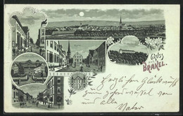 Mondschein-Lithographie Brakel, Institut Brede, Markt, Thiestrasse - Brakel