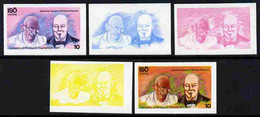 Iso - Sweden 1974 Churchill Birth Centenary 10 (with Gandih) Set Of 5 Imperf Progressive Colour Proofs Comprising 3 Indi - Local Post Stamps