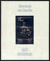 Iso - Sweden 1979 Charles De Gaulle 1000 Value Imperf Embossed In Silver On Thin Card - Local Post Stamps