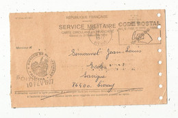 MILITARIA ,carte Circulant En Franchise , SERVICE MILITAIRE , 1977 , Bureau De Recrutement ,POITIERS , Frais Fr 1.55 E - Documenten