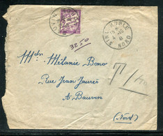 France - Taxe De Bauvin Sur Enveloppe De Sin Le Noble En 1941 - Ref J 18 - 1859-1959 Storia Postale