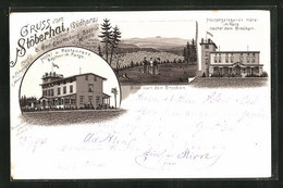 Lithographie Bad Lauterberg / Südharz, Hotel Und Restaurant Stöberhai, Blick Nach Dem Brocken - Bad Lauterberg