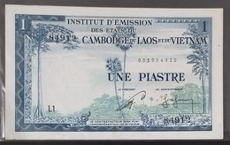 French Indochine Indochina Vietnam Viet Nam Laos Cambodia 1 Piastre UNC Banknote 1954 - Pick # 94 / 02 Photos - Indochina