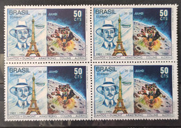 C 651 Brazil Stamp Man On The Moon Santos Dumont Balao France Eiffel Tower Space 1969 Block Of 4 2 - Other & Unclassified