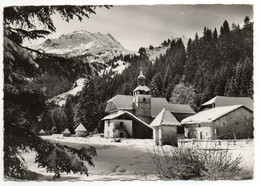 CPSM   74    LES CONTAMINES  1961     NOTRE DAME DE LA GORGE ET L AIGUILLE DE ROSELETTE - Contamine-sur-Arve