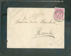 N°46 - 10 Centimes Rose Obl. Sc HAVRE Sur Enveloppe De Deuil Du 23 Mars 1892 Vers Roeulx.  TB  - 18310 - 1884-1891 Leopold II