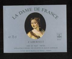 Etiquette De Vin Du Haut Poitou Cabernet  -  La Dame De France -   Thème Femme - Bellezza Femminile Stile Liberty